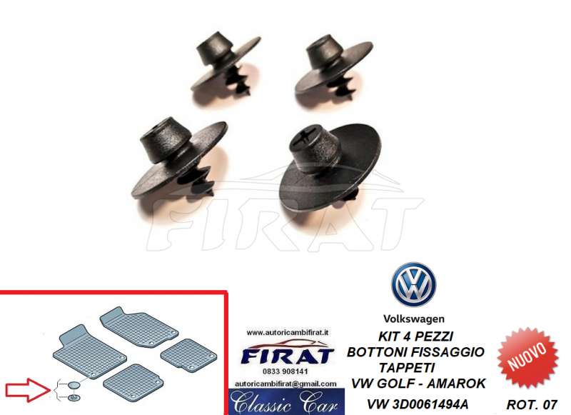 BOTTONI FISSAGGIO TAPPETI VW GOLF-AMAROK (3D0061494A)